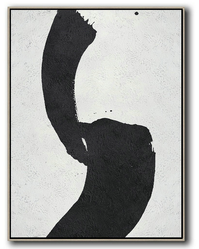 Black And White Minimal Painting On Canvas,Modern Painting Abstract #A3C8